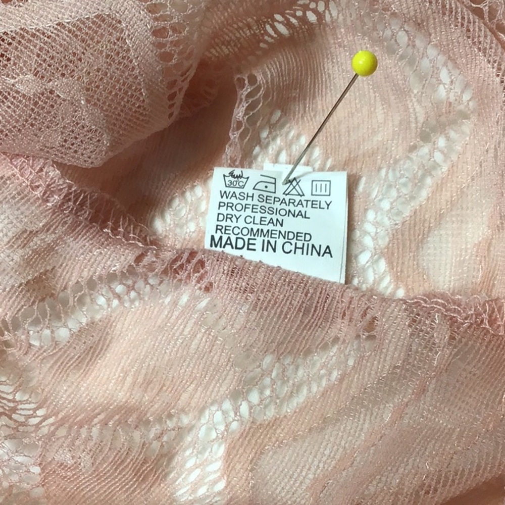 🏝️ Eishopeer Swim Coverup Light Pink Sheer Lace Sz. Small - Picture 5 of 8